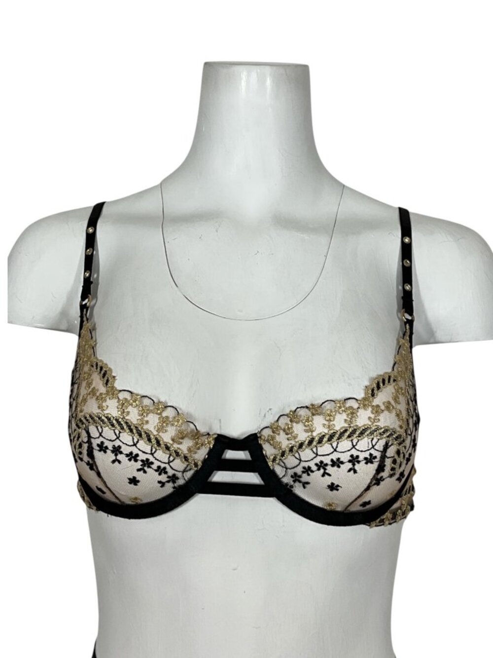 Honey Birdette Underwire Bra 32C Mesh Lace Floral MISSING CHAINS